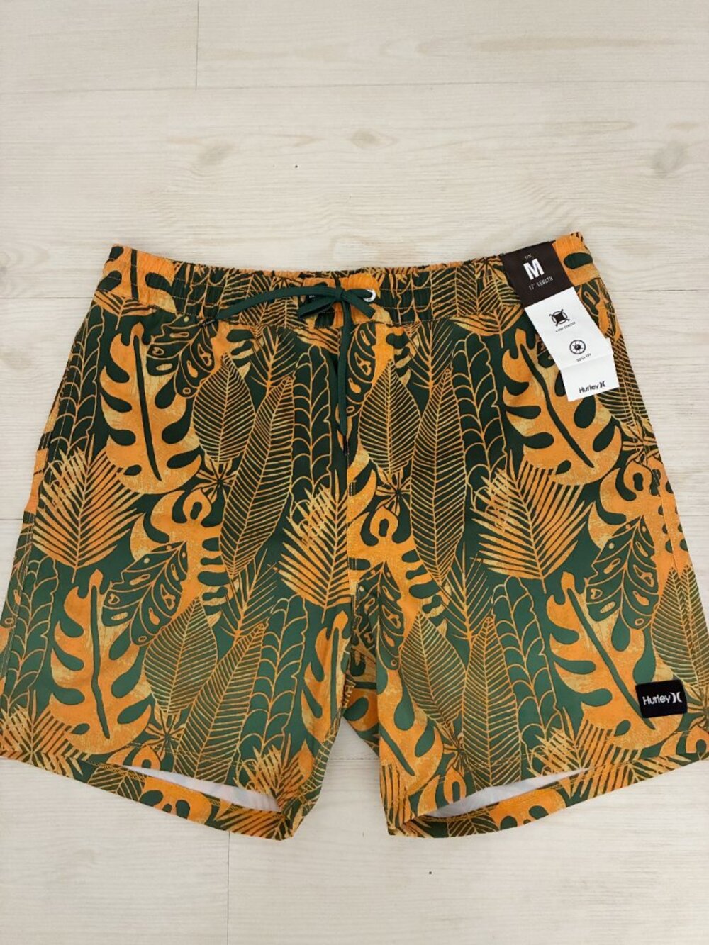 Hurley Cannonball Volley Boardshorts Godzilla Green Gold 17" Trunks Size M -NWT